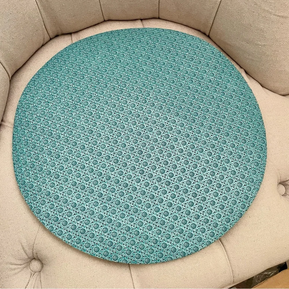 🩵 New 6 pcs Crate & Barrel Archie 15” Round Aqua Placemat Turquoise Blue Green